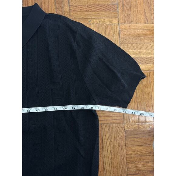 Magaschoni Man Quarter Zip Black Medium Short Sleeve Sweater Polo Top Shirt $78 - Picture 11 of 15